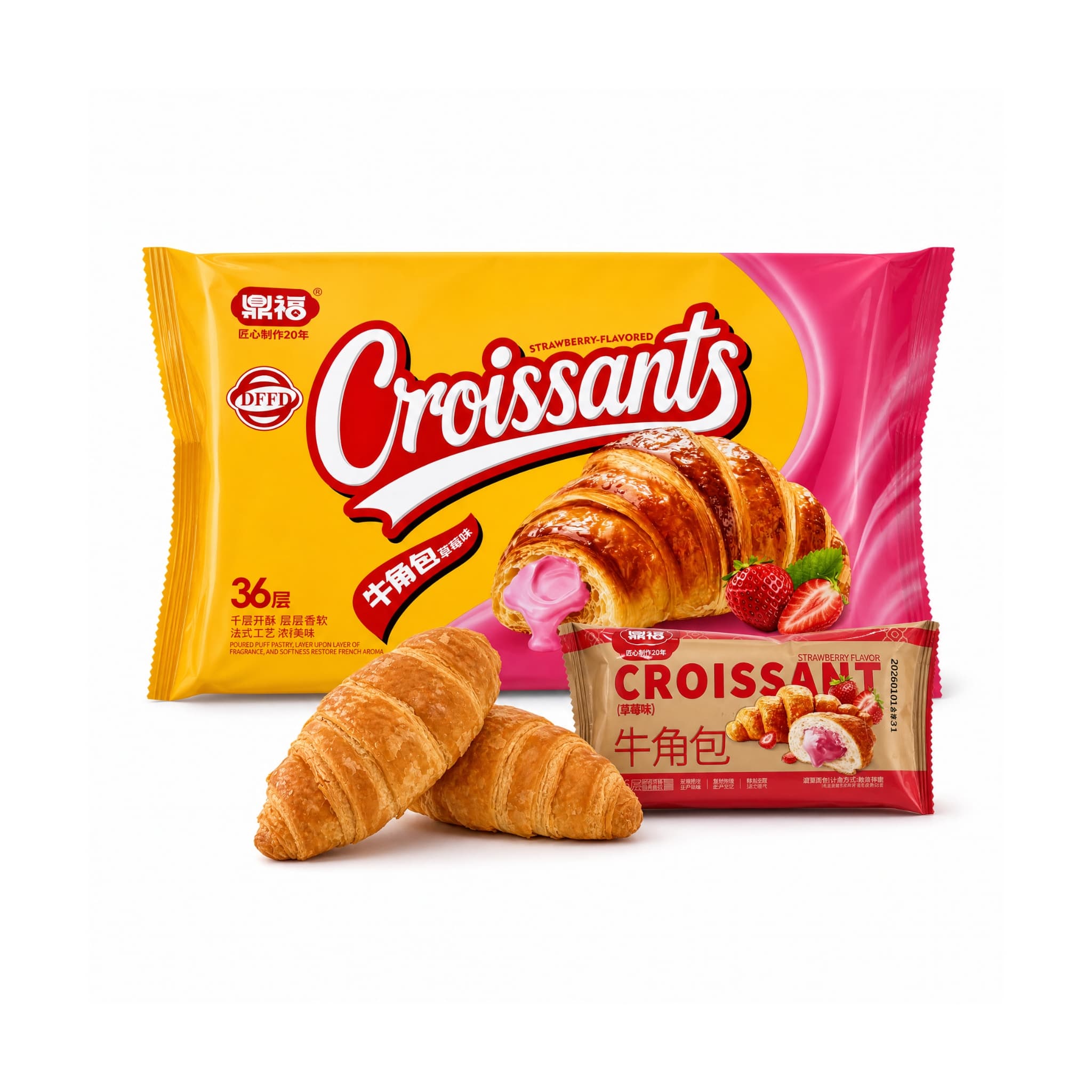 Morika Food strawberry cream frozen croissant, ready to bake from freezer