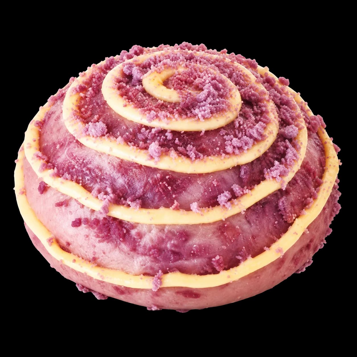 Unbaked Thor bread dough with a purple crumb swirl and pale dough stripes