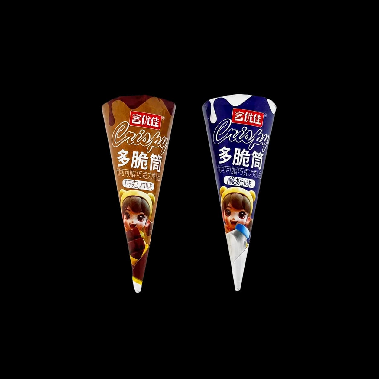 Scoop Dazzle extra-crispy cone packs in chocolate and yogurt flavors